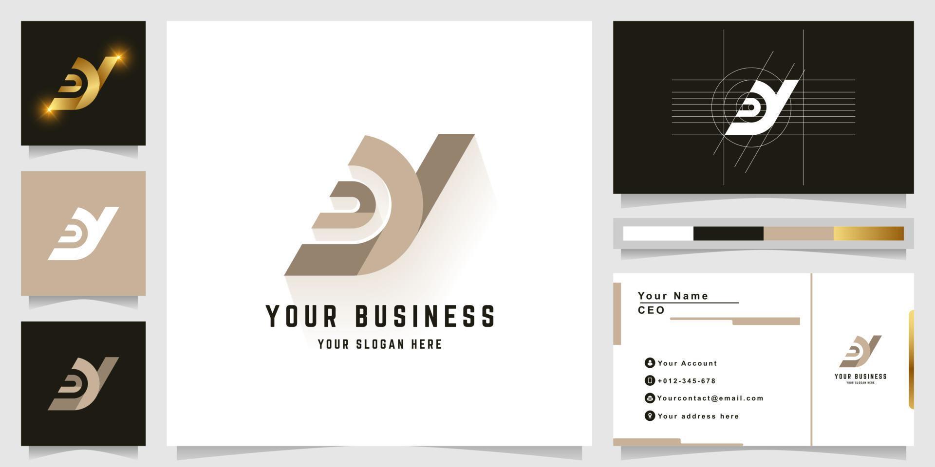Letter DY or PY monogram logo with business card design vector