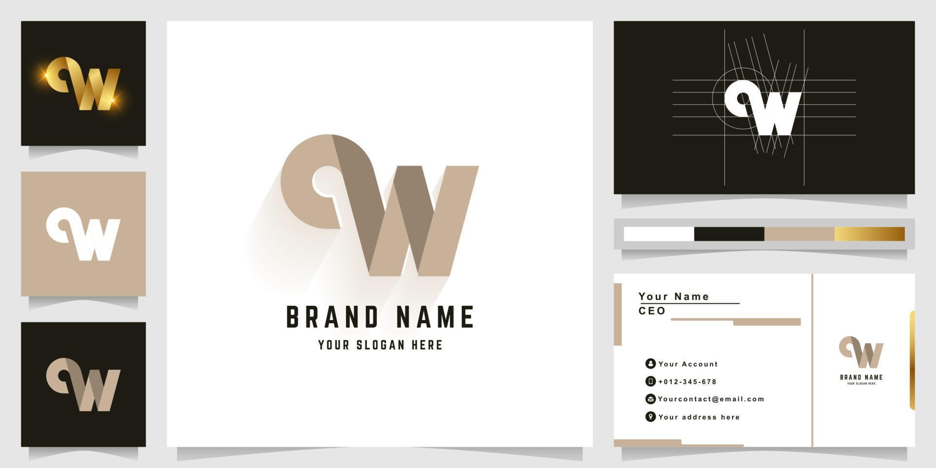 Letter QW or ON monogram logo with business card design vector