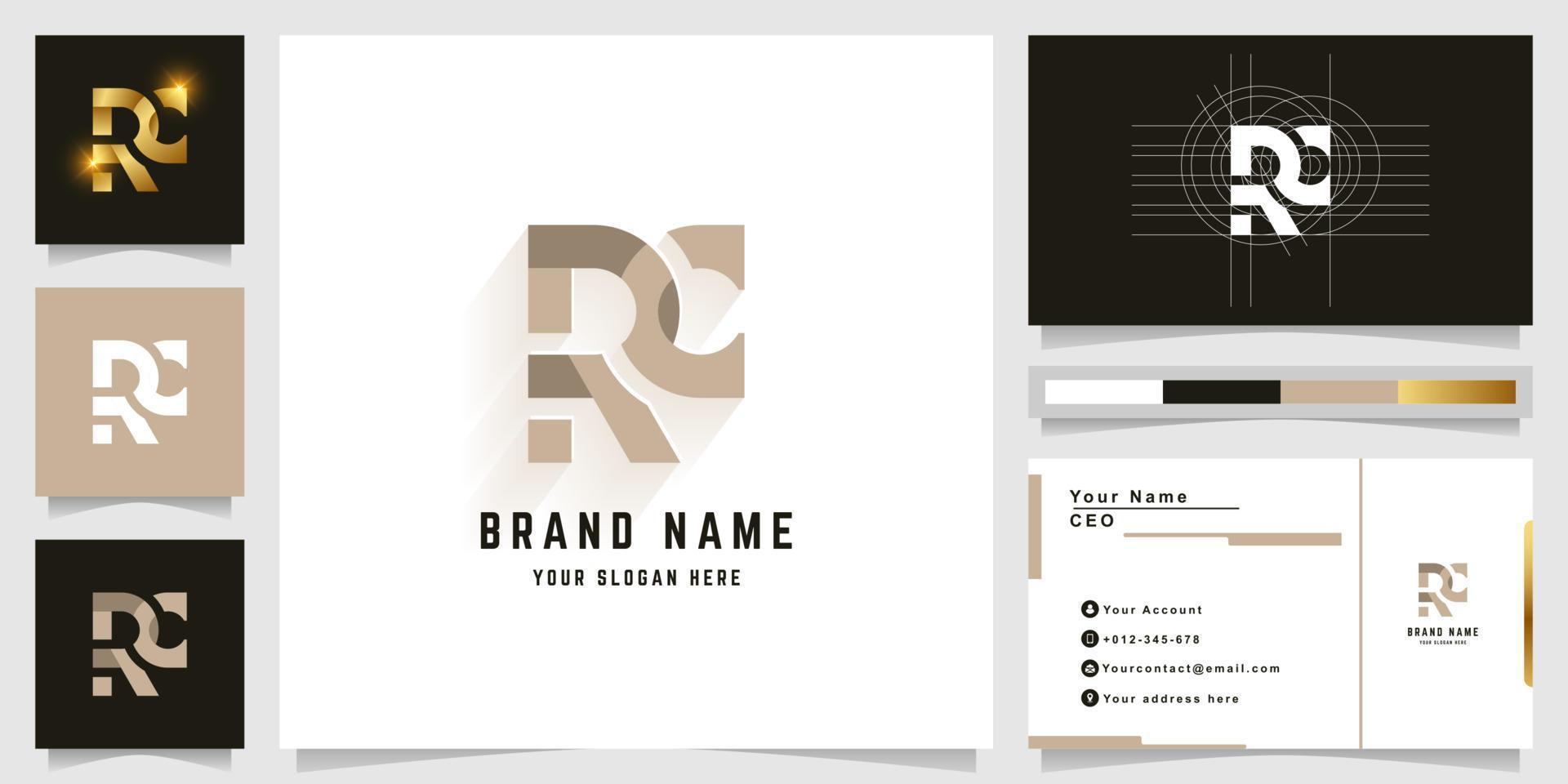 Letter RC or RNC monogram logo with business card design vector