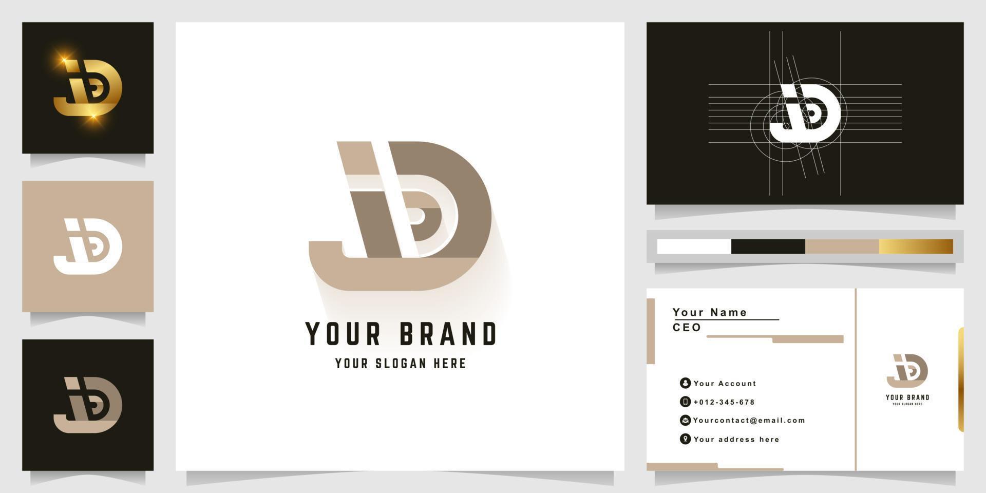 Letter jD or iD monogram logo with business card design vector