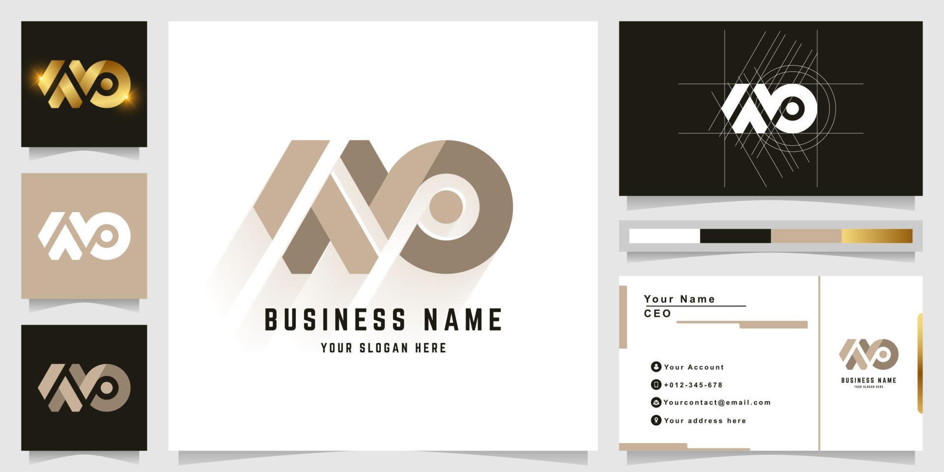 Letter WO or MP monogram logo with business card design vector