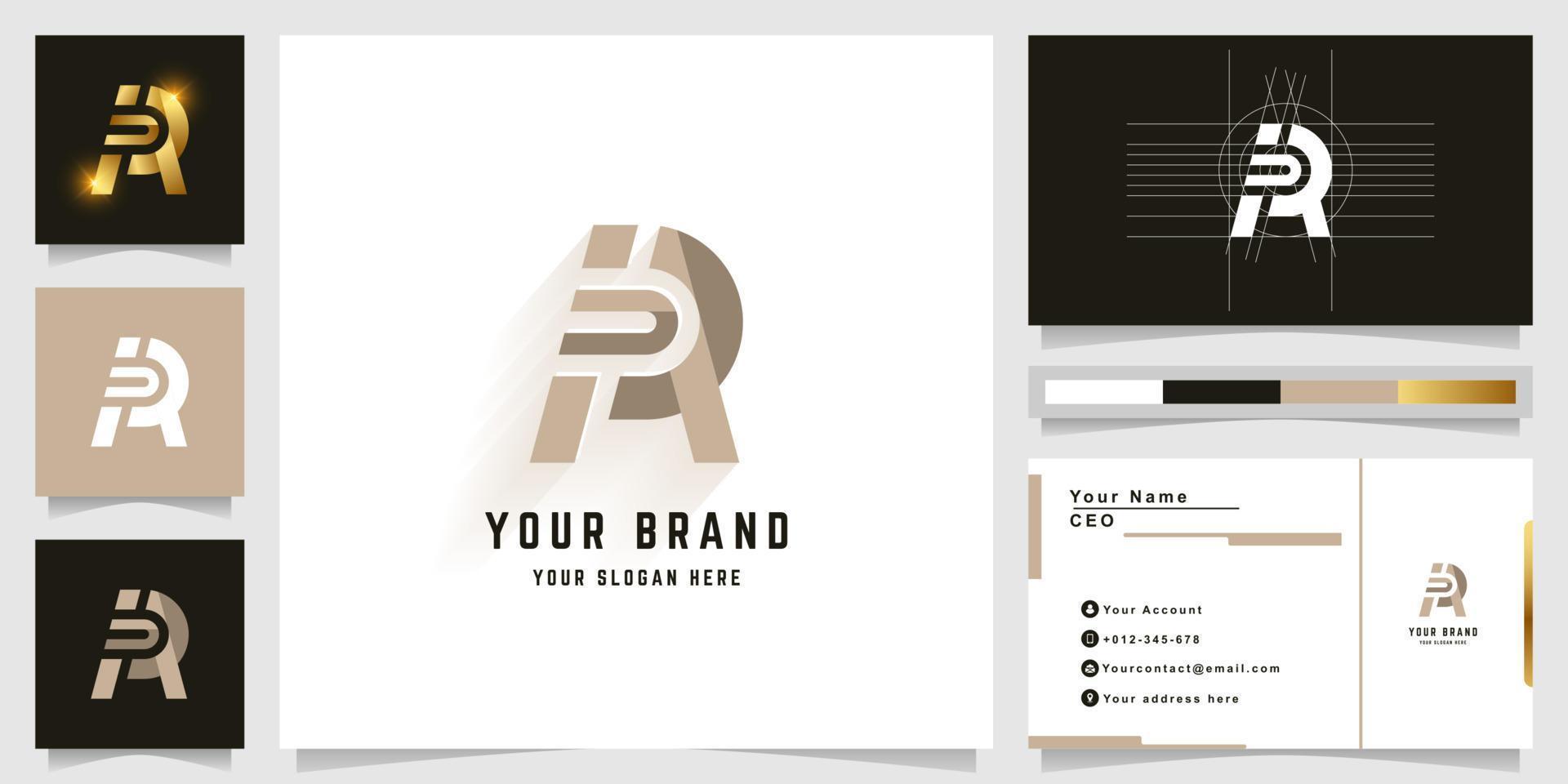 Letter iR or AR monogram logo with business card design vector