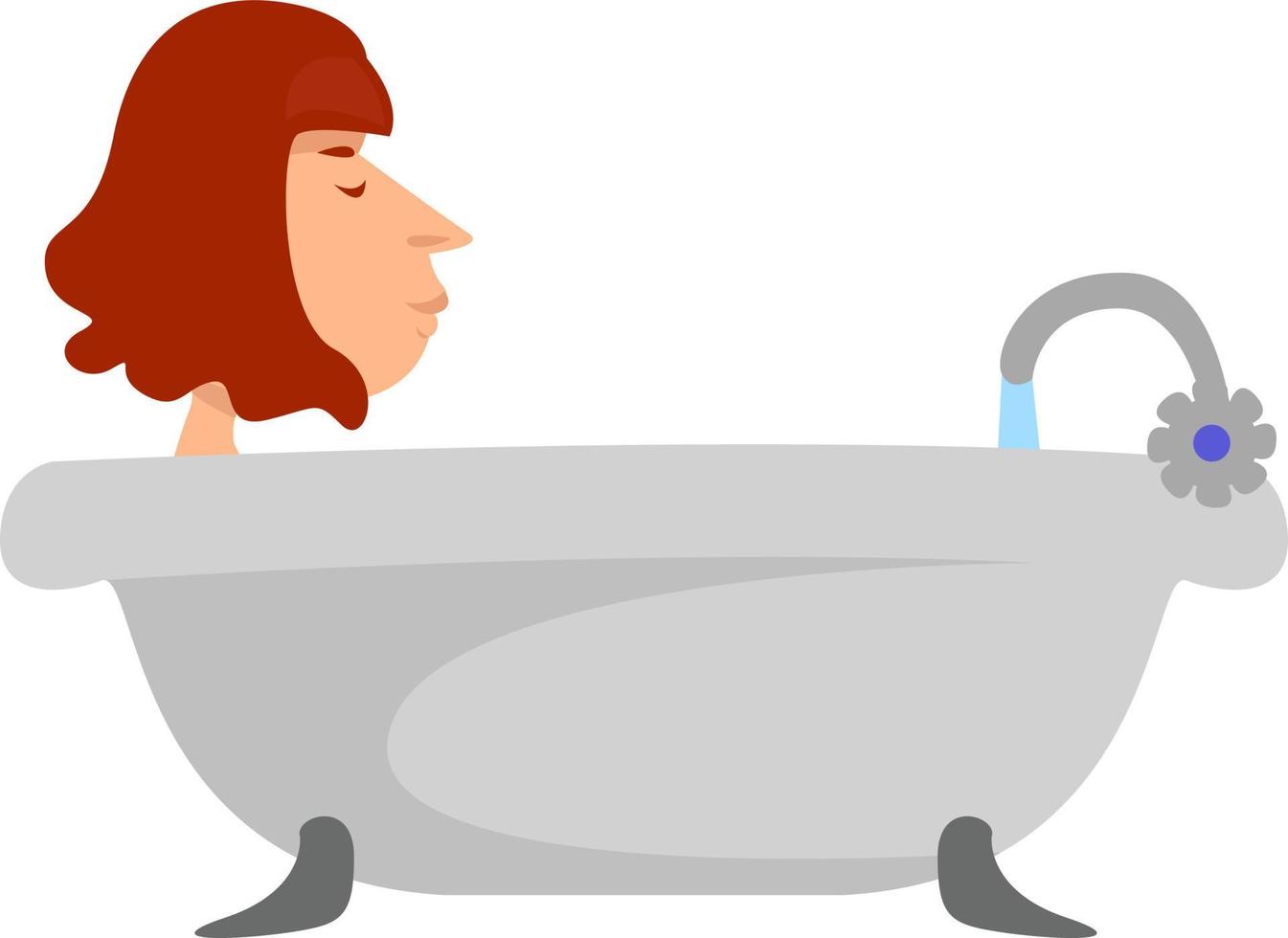 Relaxing in bathtub, illustration, vector on white background