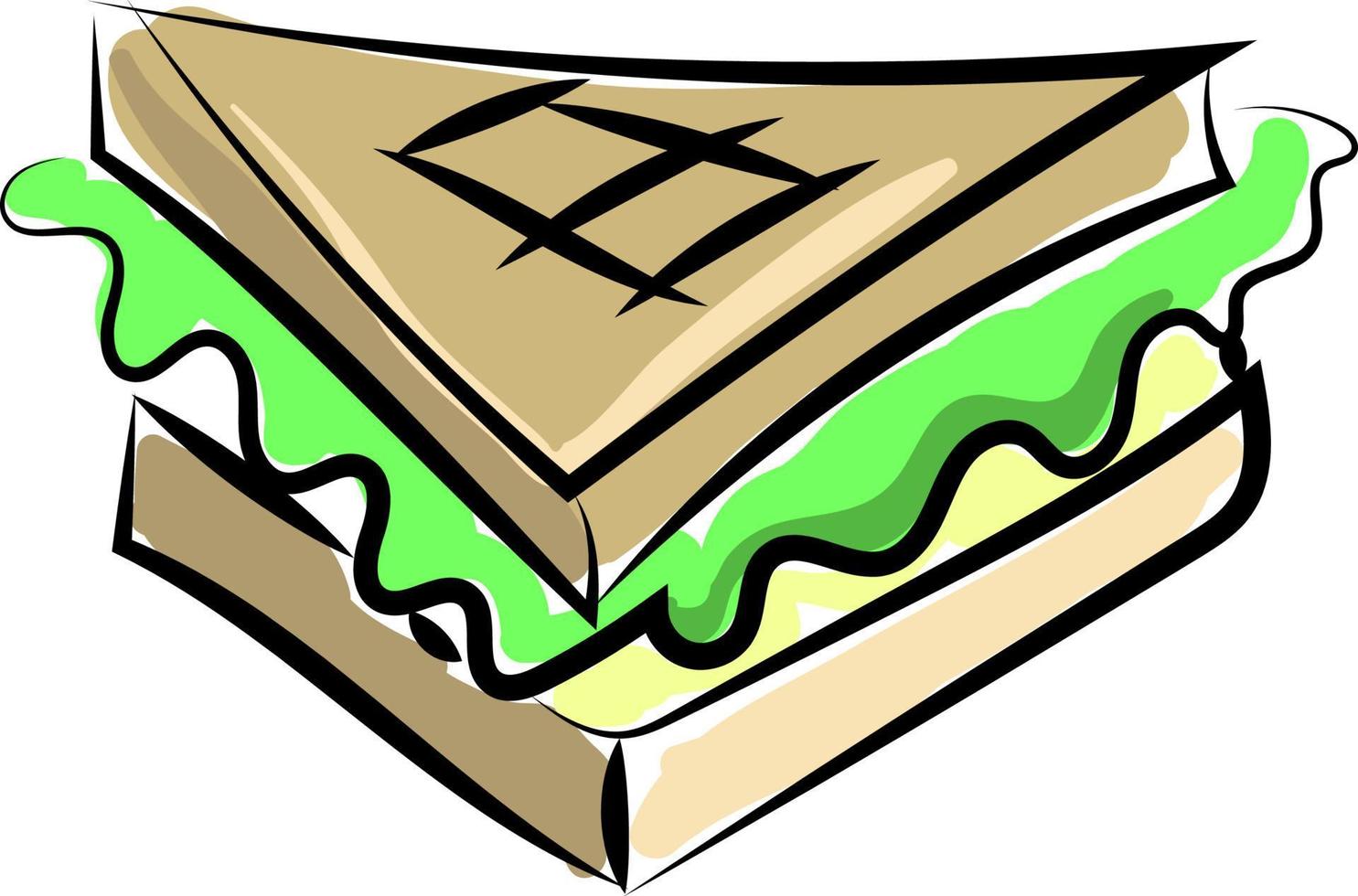 Sendwich drawing, illustration, vector on white background.