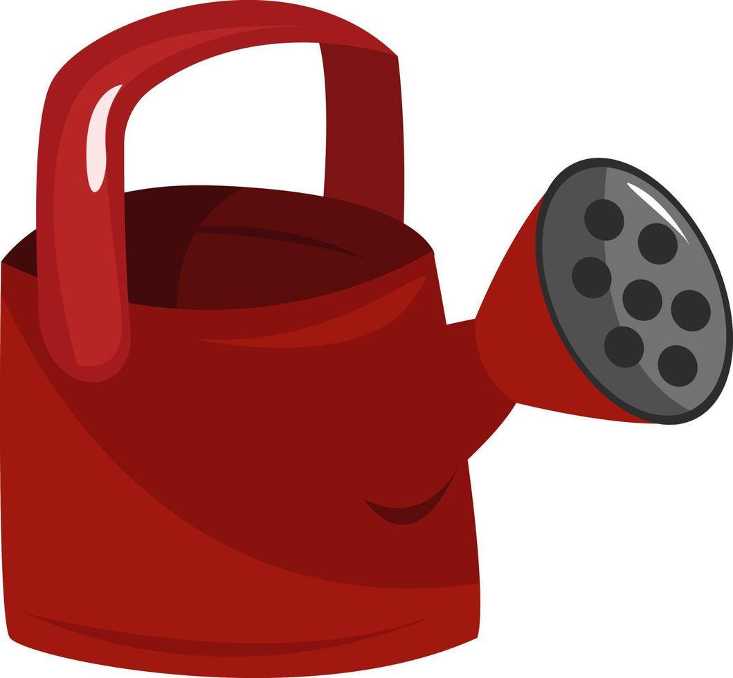 Red watering can, illustration, vector on white background.