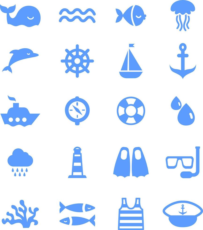 Sea life, icon illustration, vector on white background