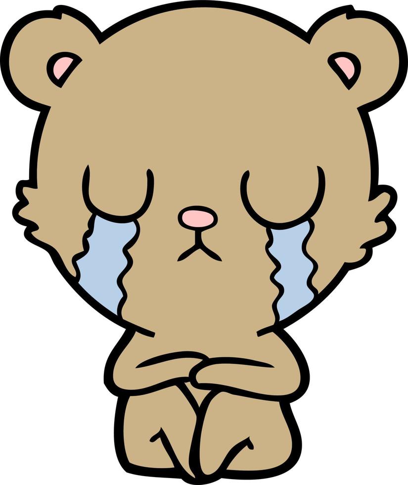 Cartoon bear crying vector