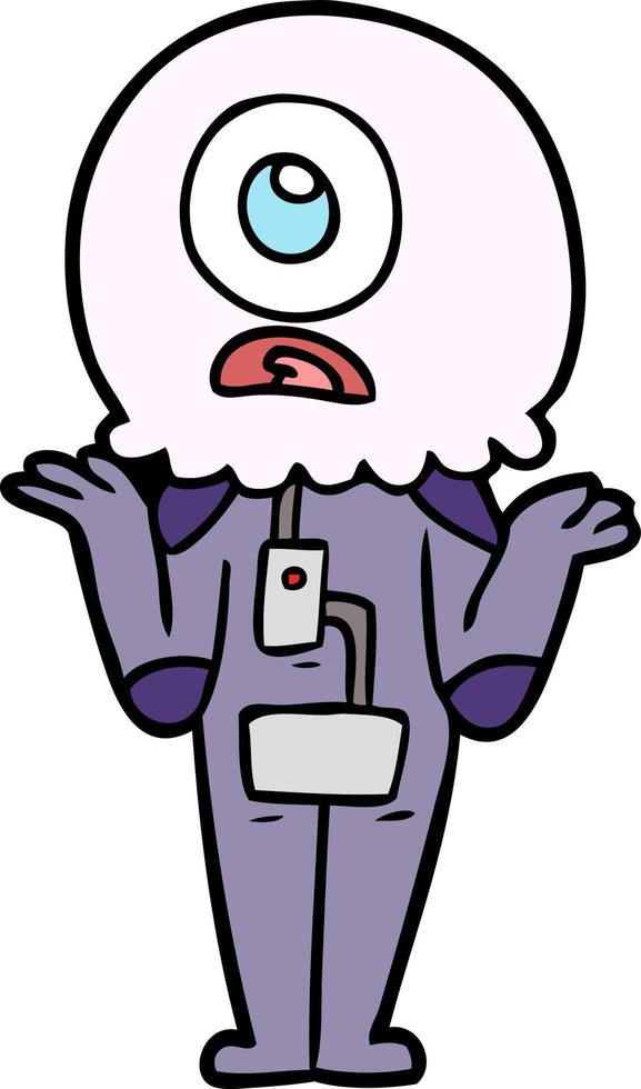 Cartoon alien shrugging shoulders vector