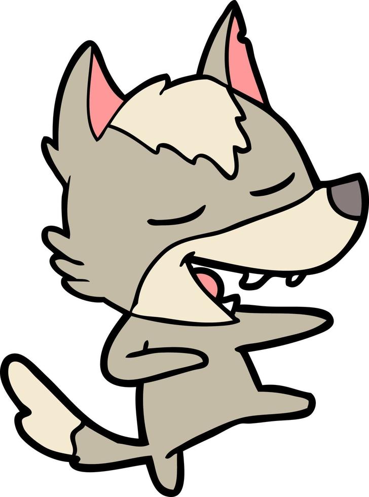 lobo riendo de dibujos animados vector