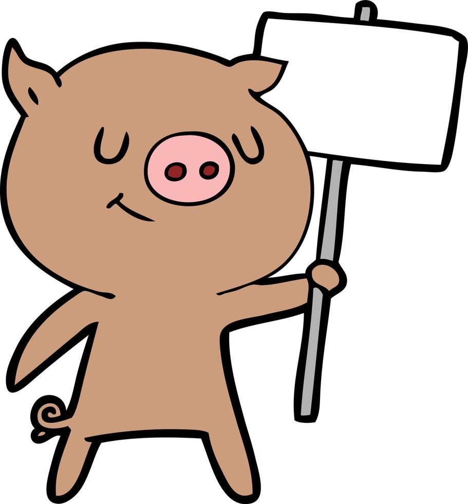 Cartoon cheerful pig vector
