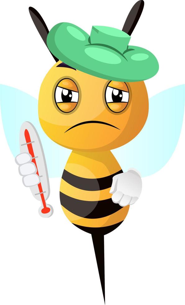 Sick bee, illustration, vector on white background.