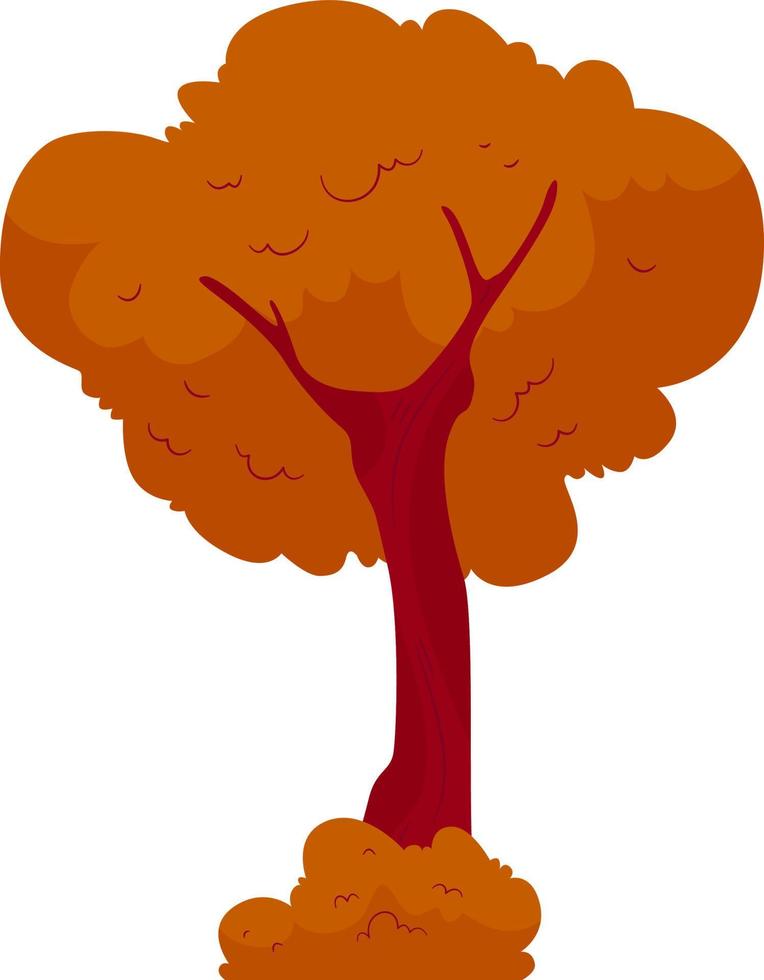 Red tree, illustration, vector on white background