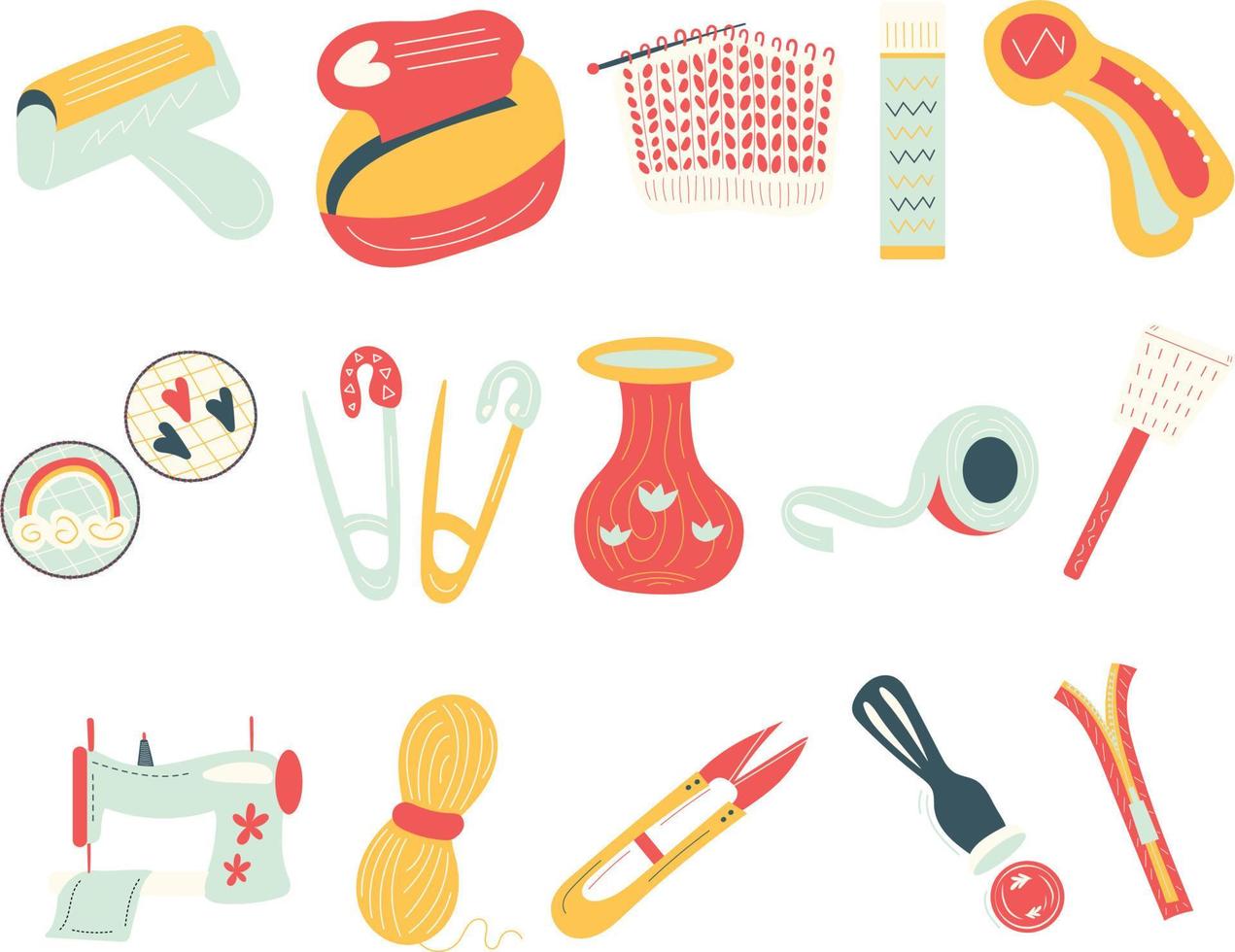 Cute hand-drawn art and craft essentials illustration set vector