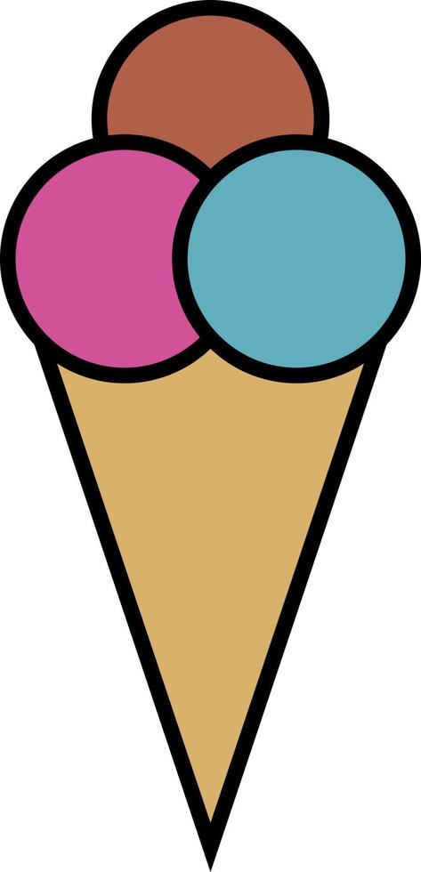 Colorful ice cream in cone, illustration, vector, on a white background. vector