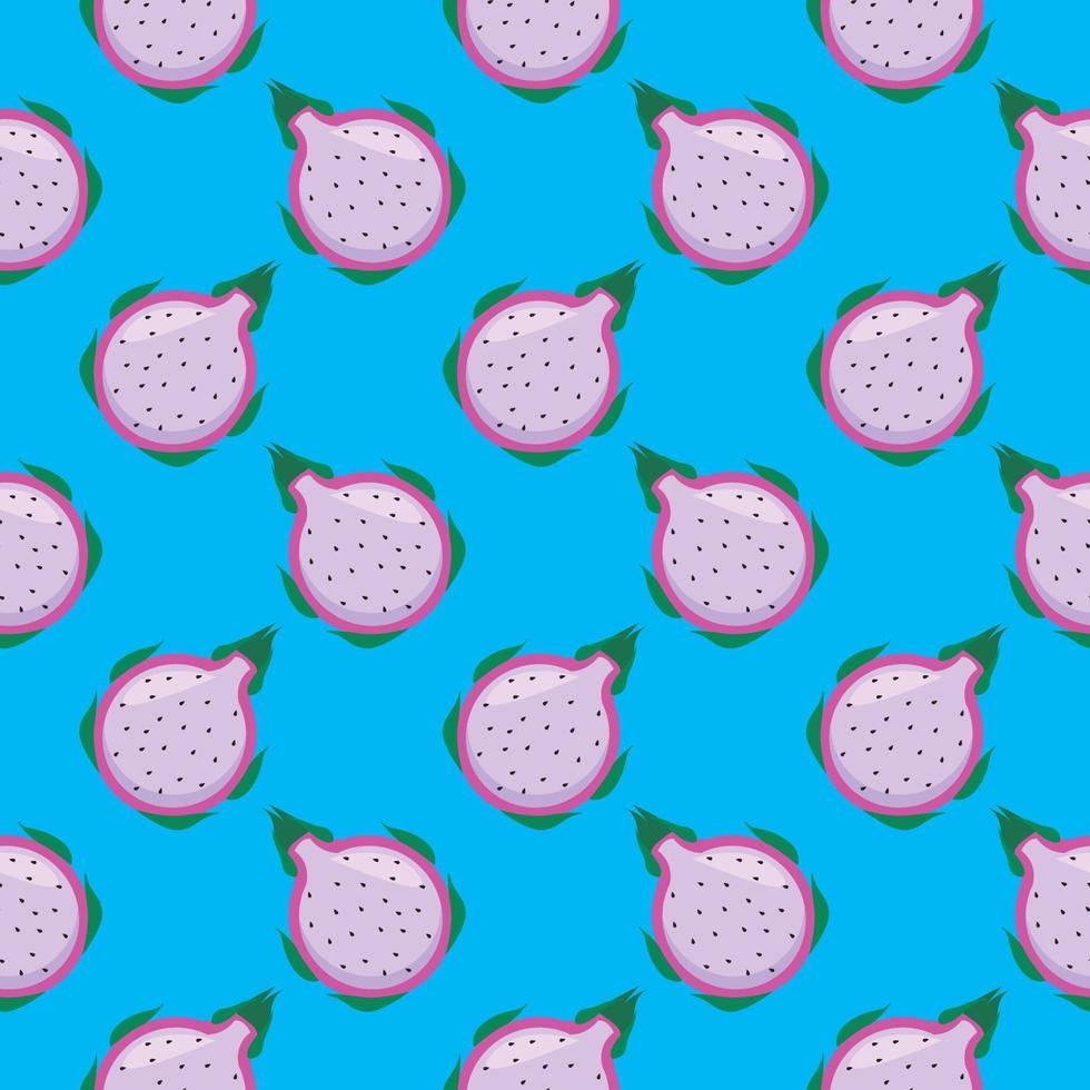 Dragon fruit , seamless pattern on a blue background. vector