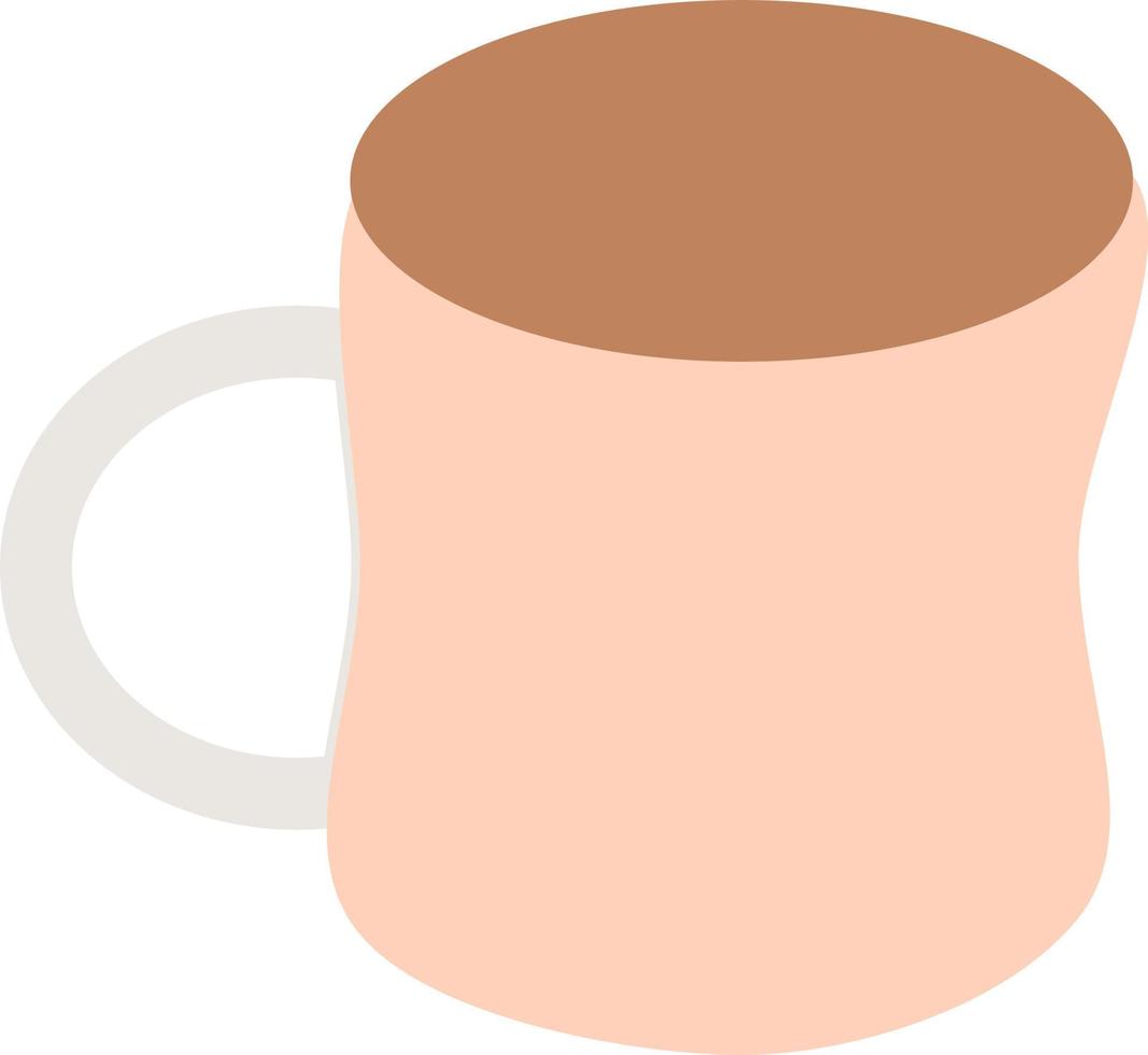 Big pink tea mug, illustration, vector, on a white background. vector