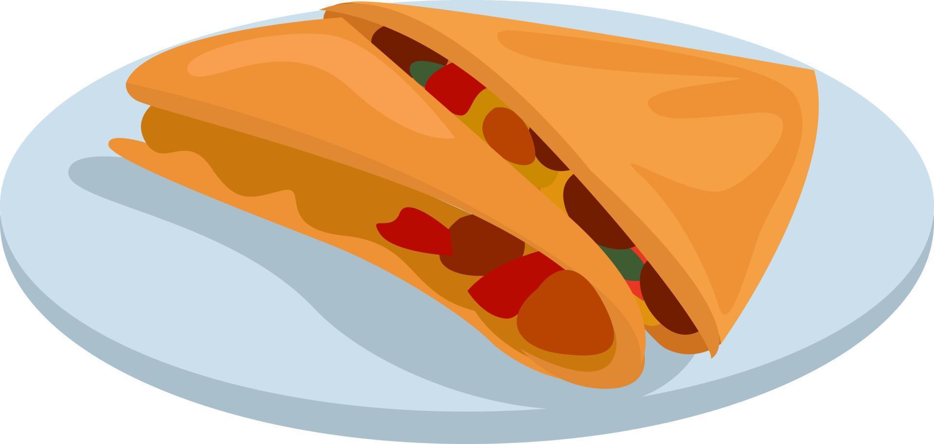 Quesadilla food, illustration, vector on white background