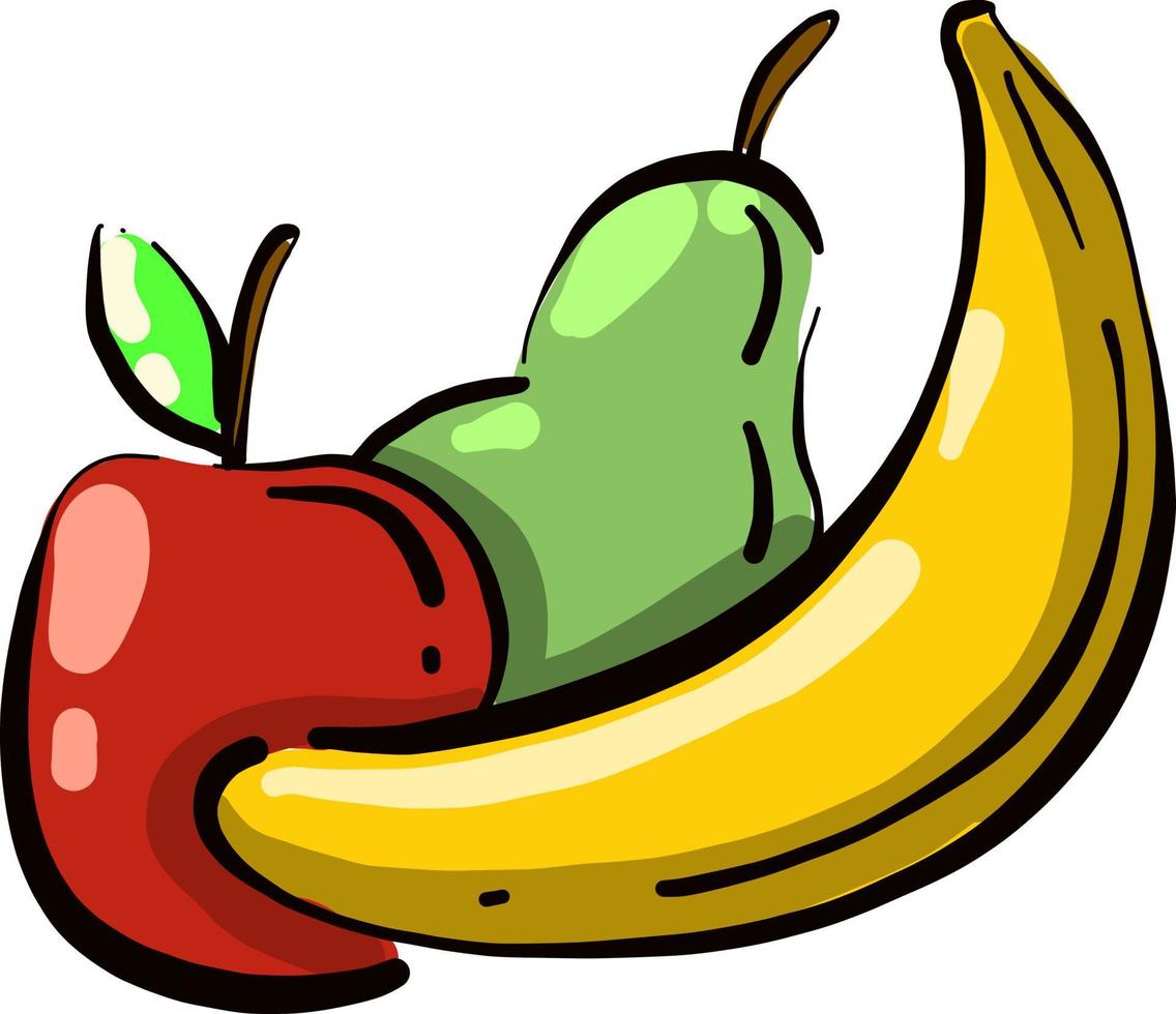 frutas saludables, ilustración, vector sobre fondo blanco