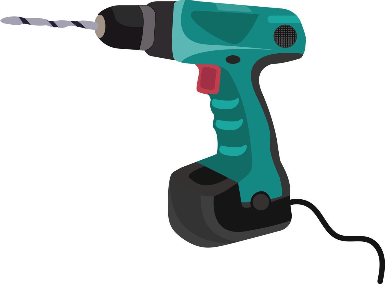 Green drill machine, illustration, vector on white background