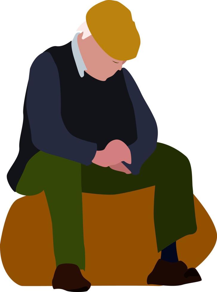 Sitting man, illustration, vector on white background.