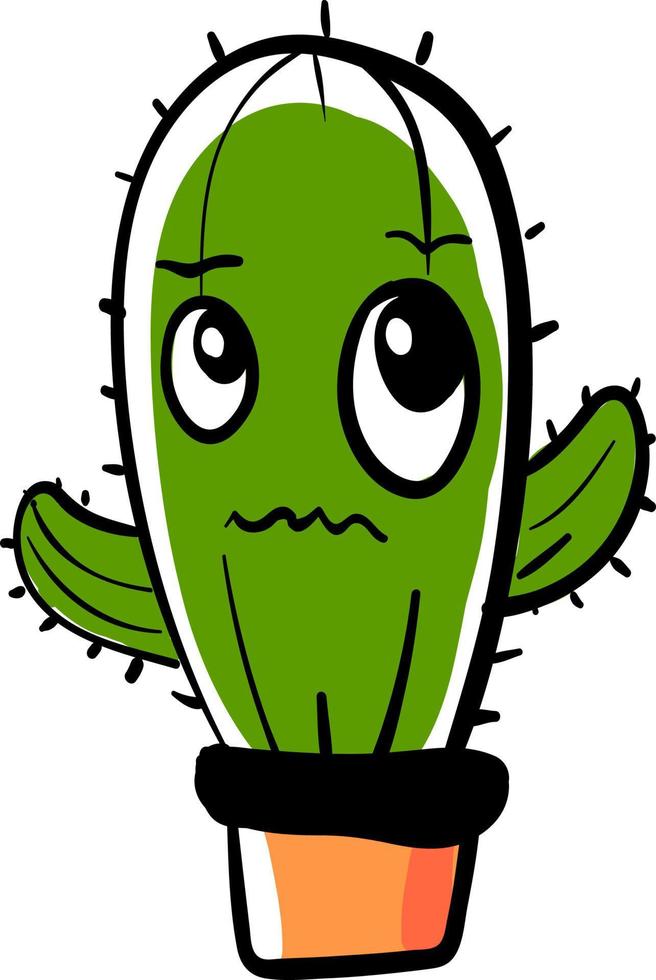 Long cactus, illustration, vector on white background.