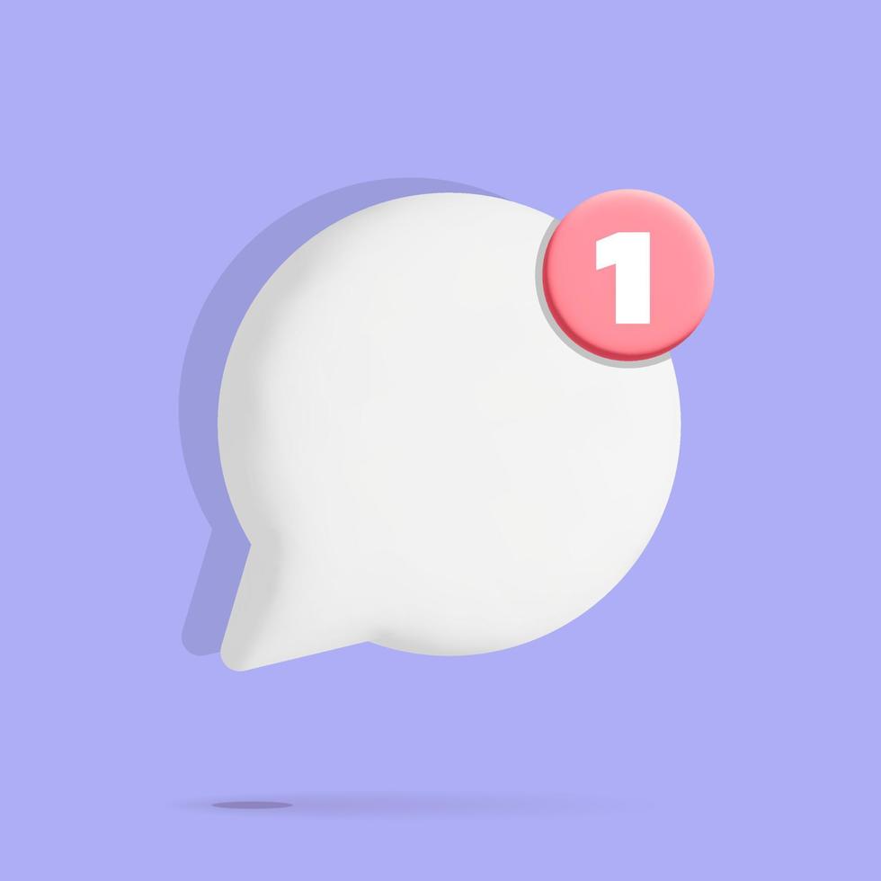 3d vector white empty space round chat bubble with new income message symbol design icon