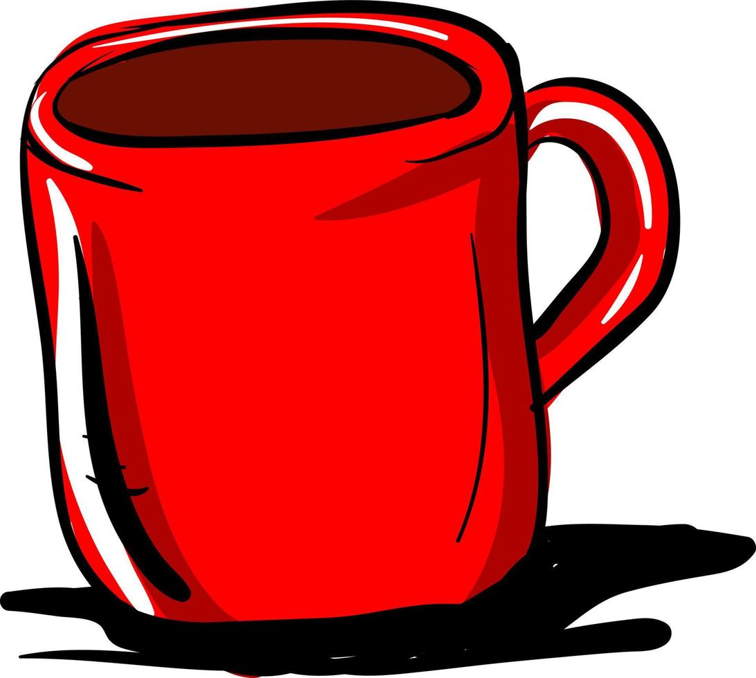 Red cup of coffee, illustration, vector on white background.
