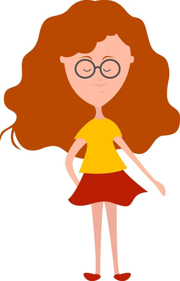 Little girl with glasses, illustration, vector on white background.