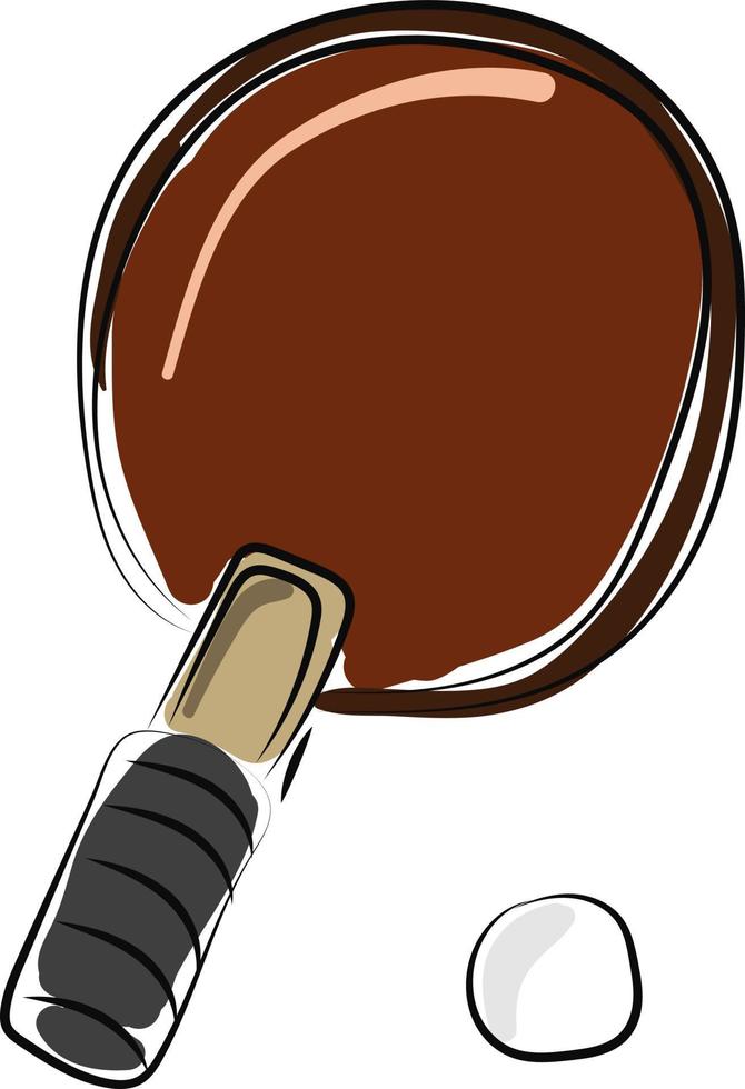 Tenis de mesa con pelota, ilustración, vector sobre fondo blanco.