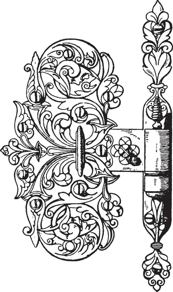 Door Hing, ball-bearing ,  vintage engraving. vector