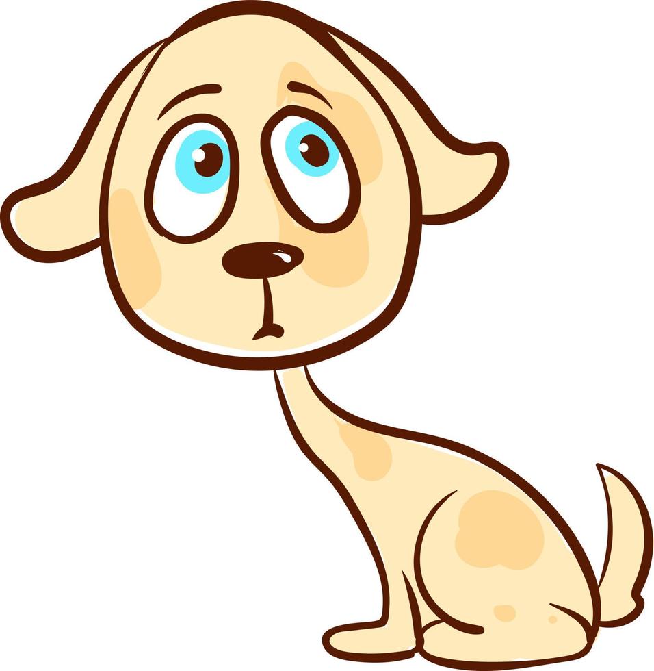 Sad little dog, illustration, vector on white background
