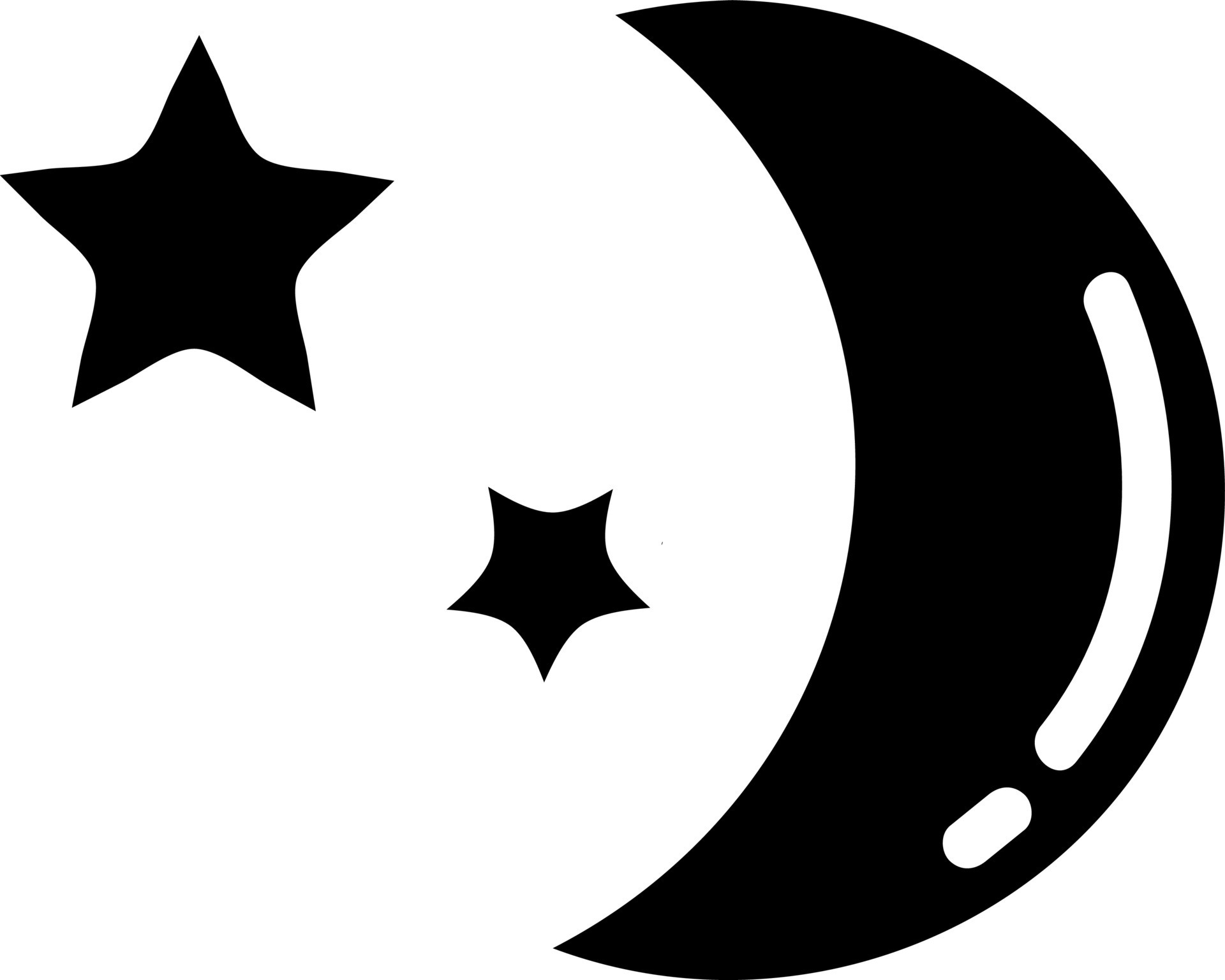 Young black moon with two stars, illustration, vector on white ...