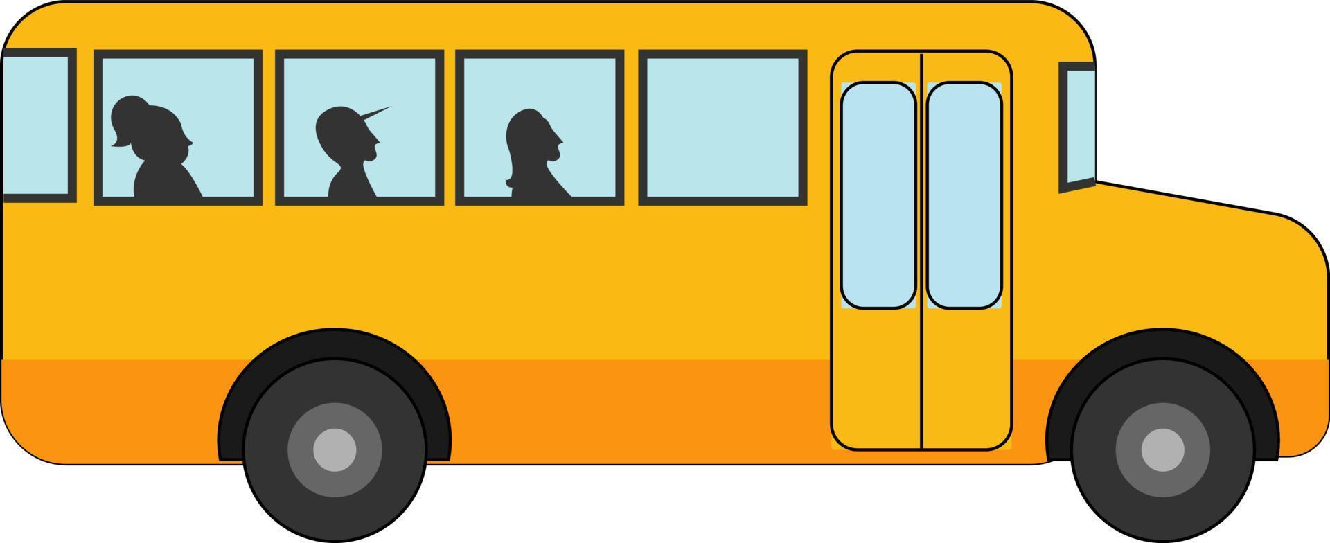 Yellow bus, illustration, vector on white background.