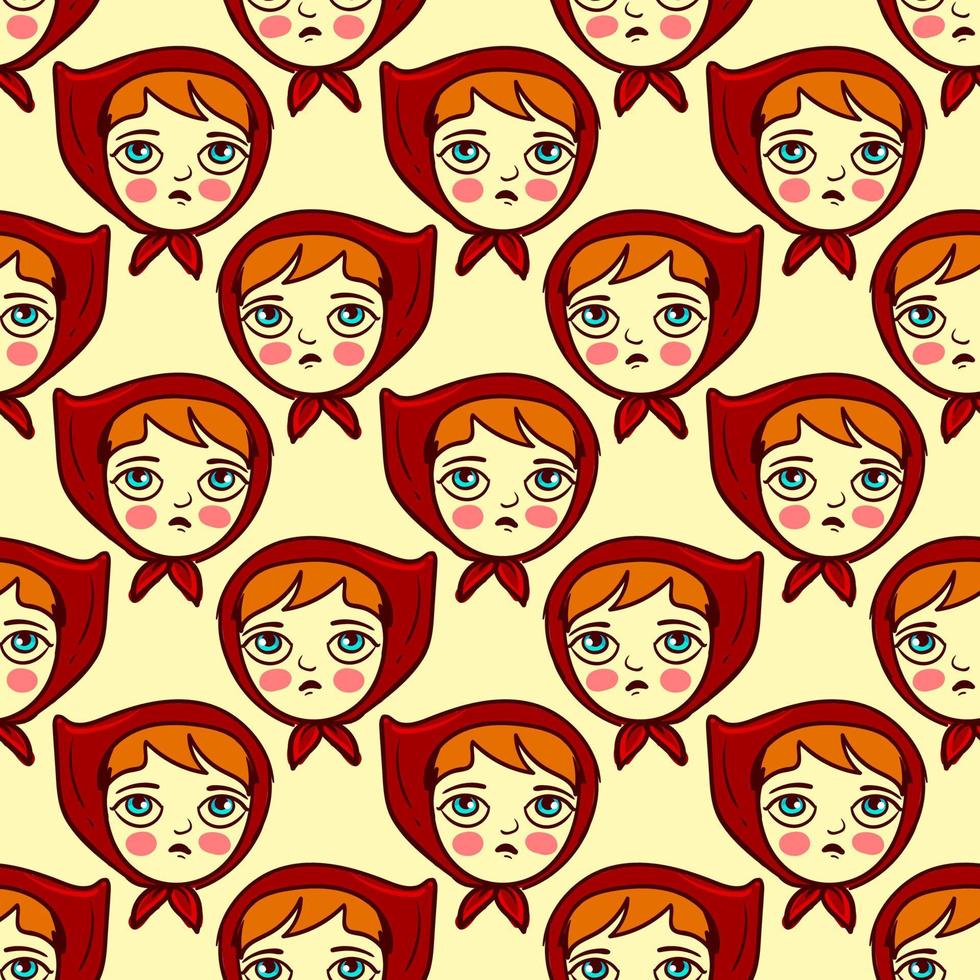 Red riding hood, seamless pattern on bright background. vector
