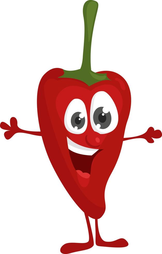 Happy red pepper, illustration, vector on white background.