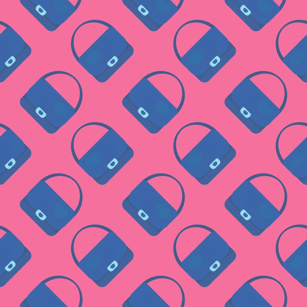 Blue bags,seamless pattern on dark pink background. vector