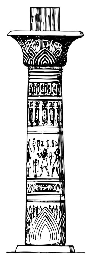 columna egipcia, pintada, grabado antiguo. vector