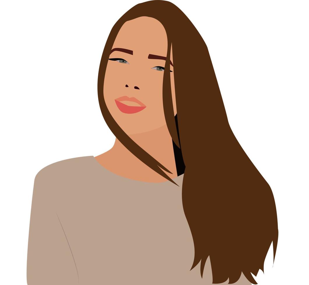 Girl smiling, illustration, vector on white background.