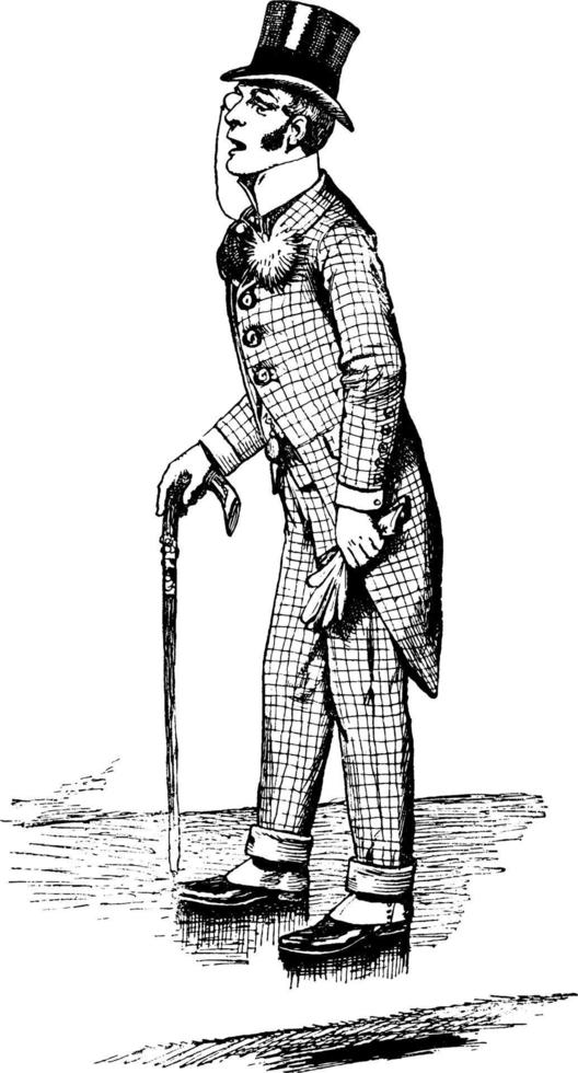 hombre con traje a cuadros, ilustración antigua vector