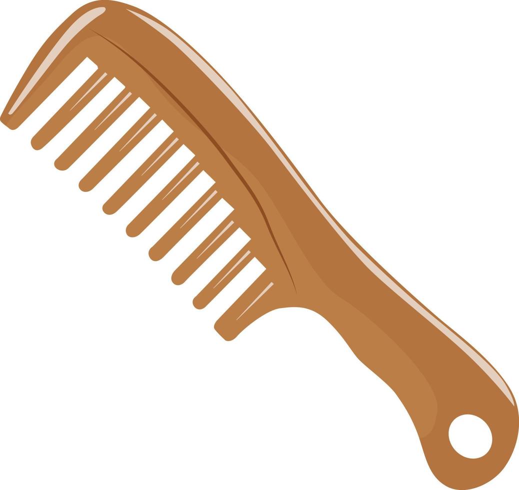 Wooden comb,illustration, vector on white background.