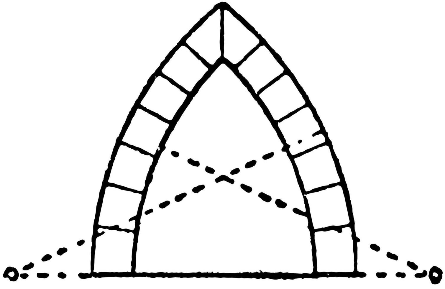 arco de lanceta, igual, grabado antiguo. vector