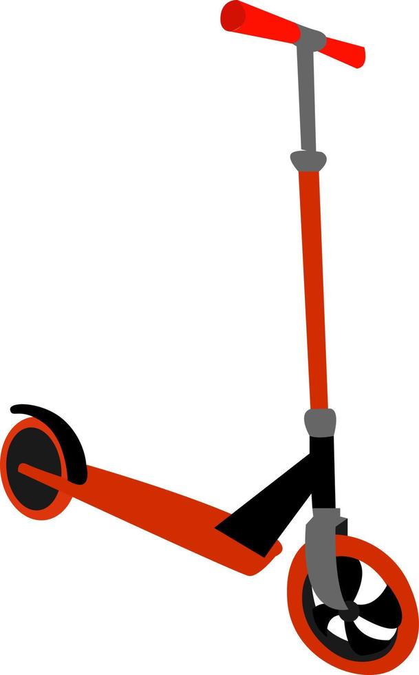 Red scooter, illustration, vector on white background.