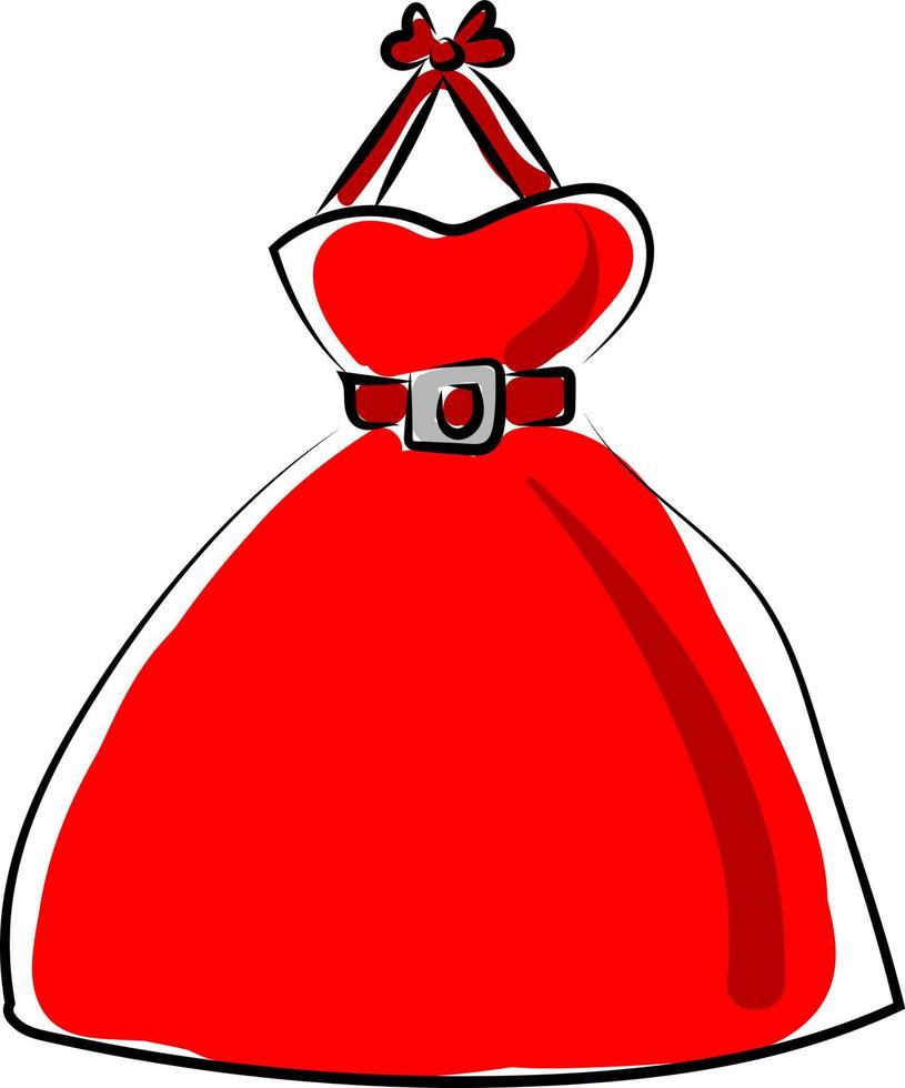 Red dresses, illustration, vector on white background.
