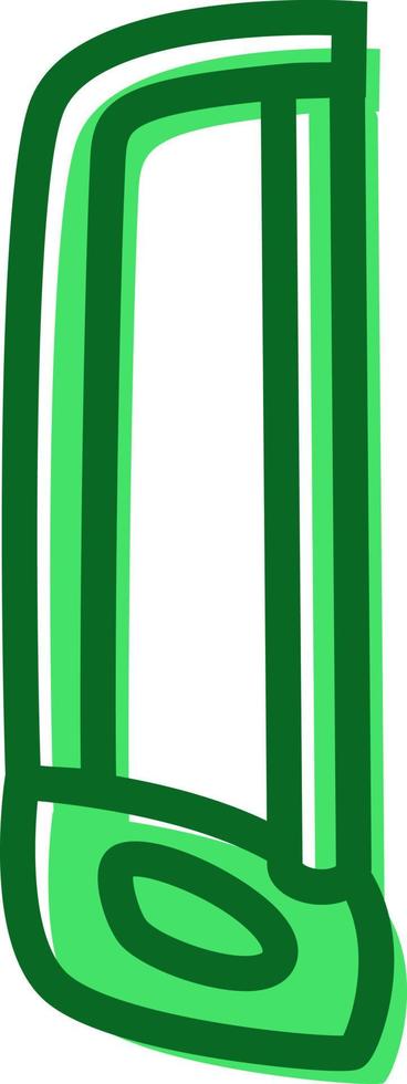 Big green hand saw, illustration, vector on a white background.