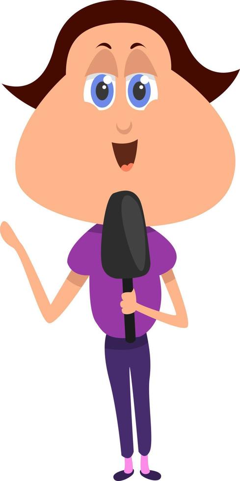 Woman journalist , illustration, vector on white background