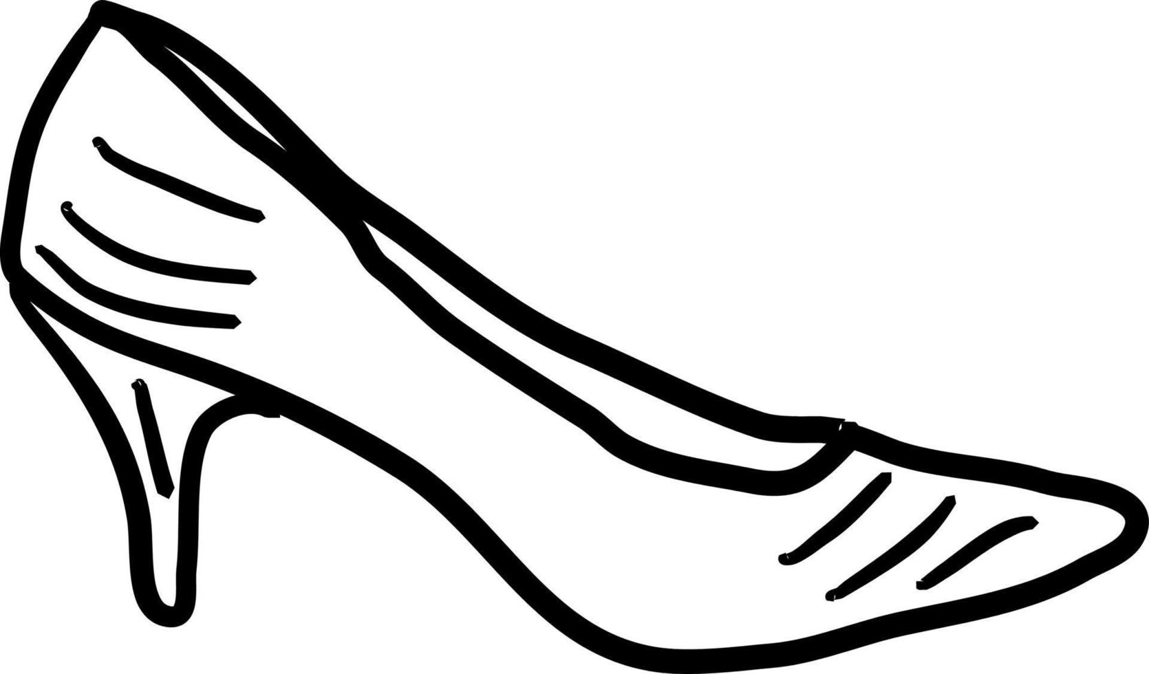 Womans shoe drawing, illustration, vector on white background.