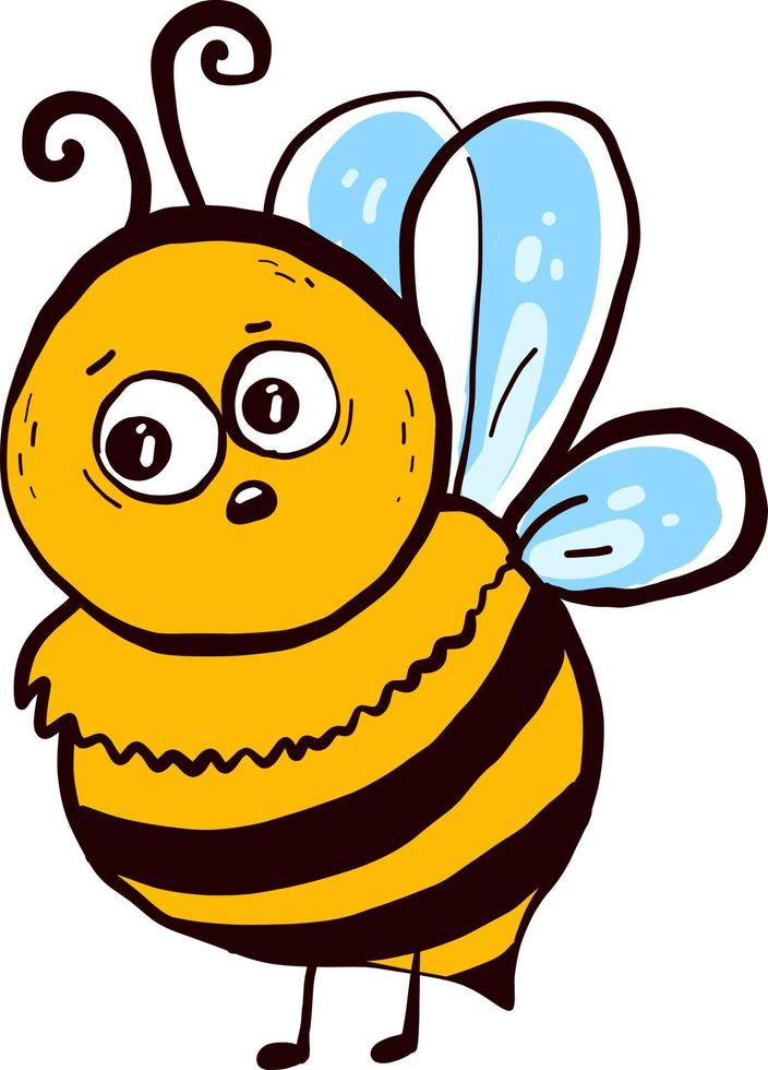 abeja triste, ilustración, vector sobre fondo blanco.