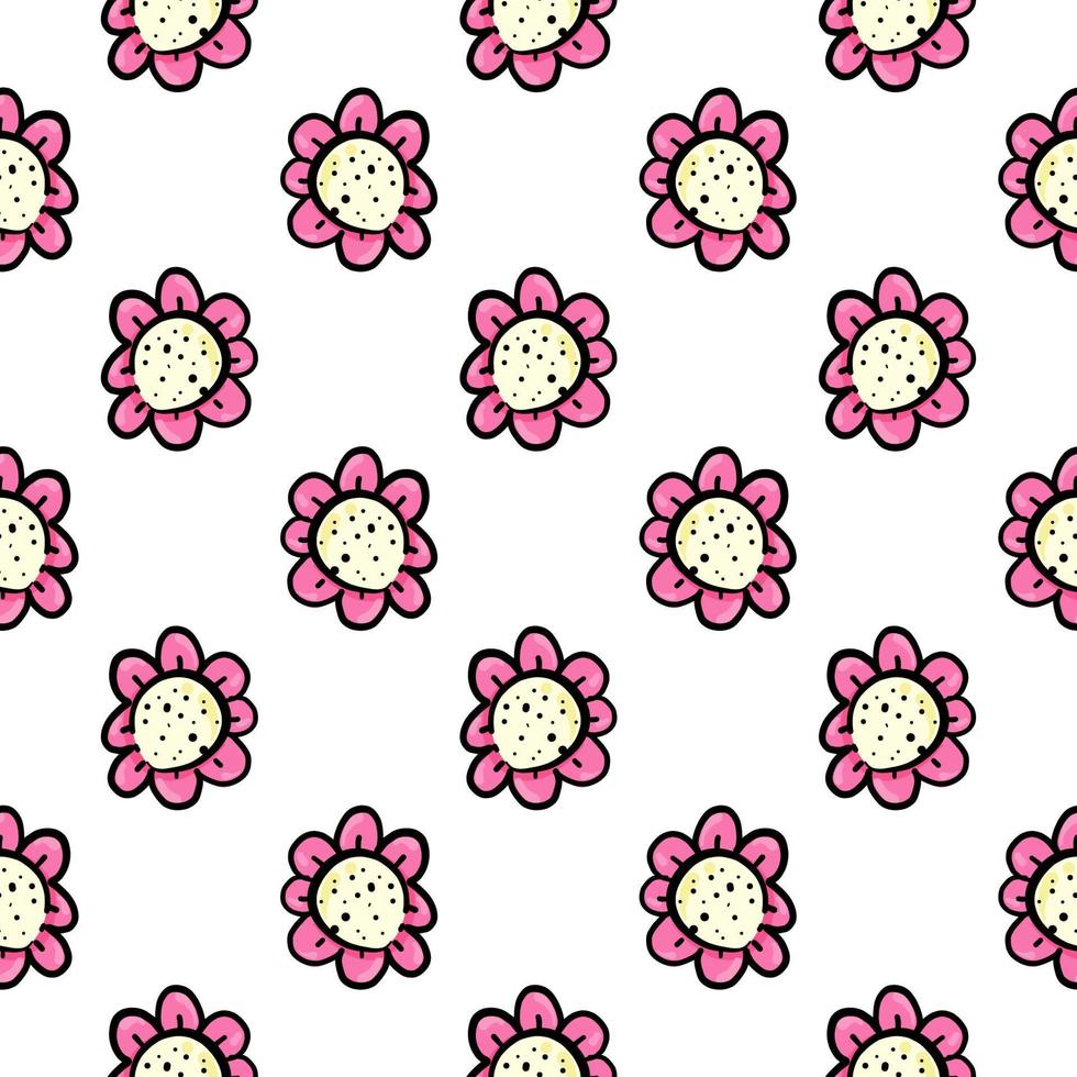 flores rosas, patrones sin fisuras sobre fondo blanco. vector