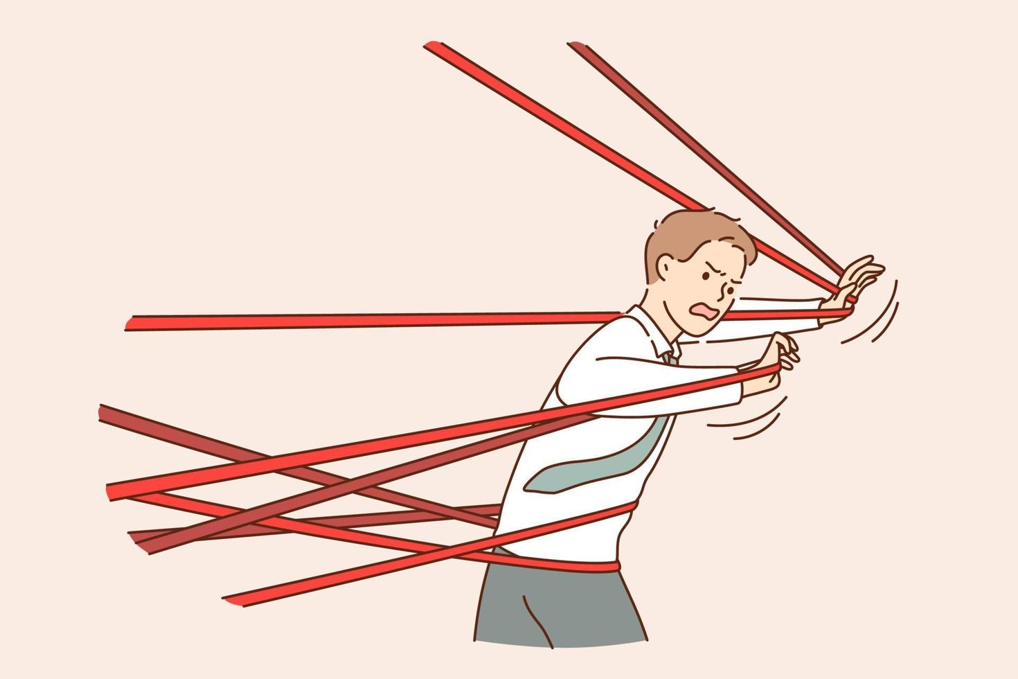 Business difficulty, problem, struggling concept. Angry businessman