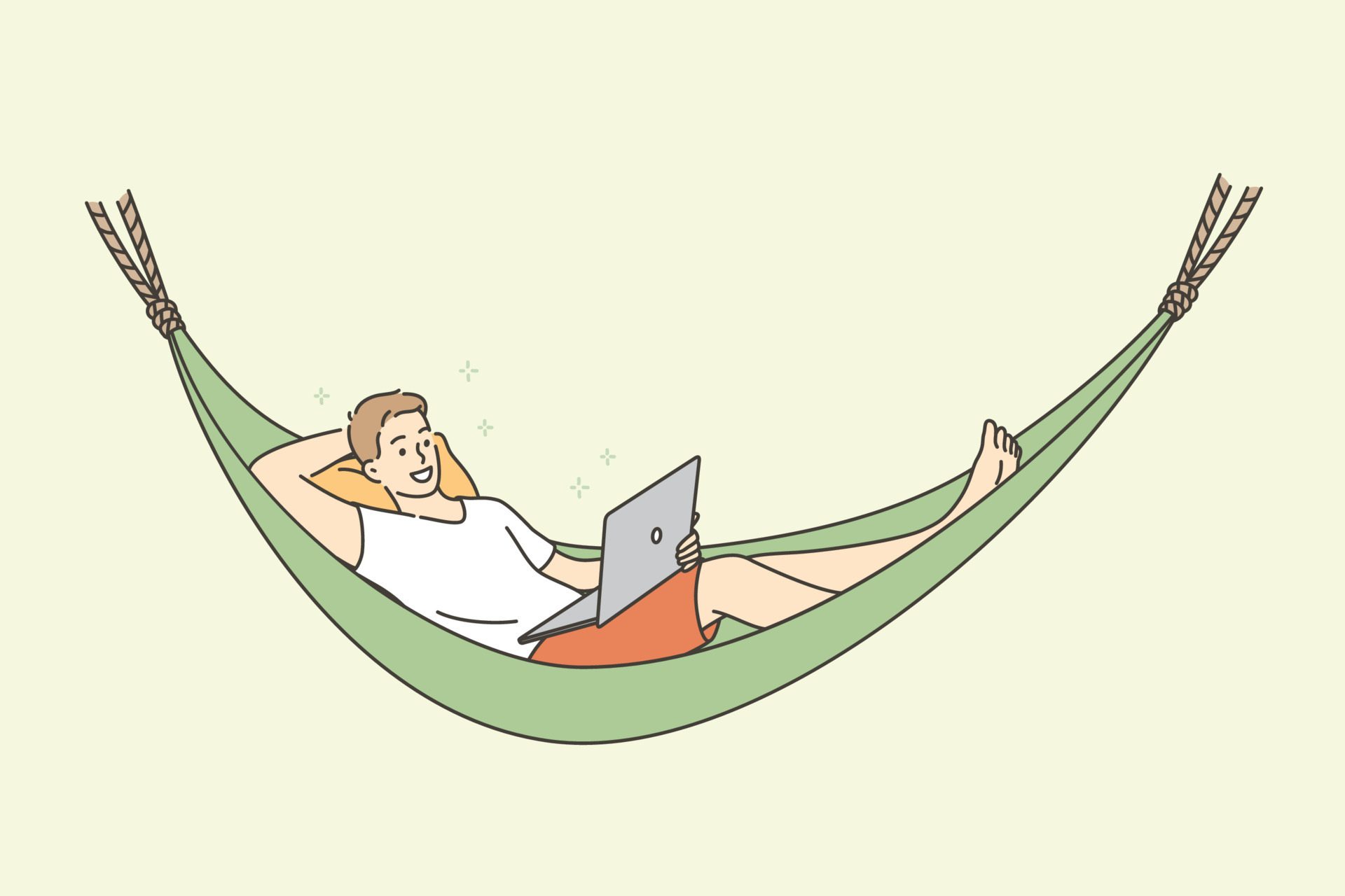 Distant work freelance and rest concept. Young smiling man cartoon character relaxing in hammock having rest watching movie or having freelance distant remote work vector illustration 13747492 Vector Art at Vecteezy Distant work freelance and rest concept. Young smiling man cartoon character relaxing in hammock having rest watching movie or having freelance distant remote work vector illustration 13747492 Vector Art at Vecteezy